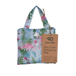 Sac cabas pliable Bleu "Flamants" – Eco Chic