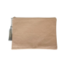 Pochette plate zippée beige – Design tête de mort