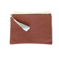 Pochette plate zippée Lie de vin – Design tête de mort