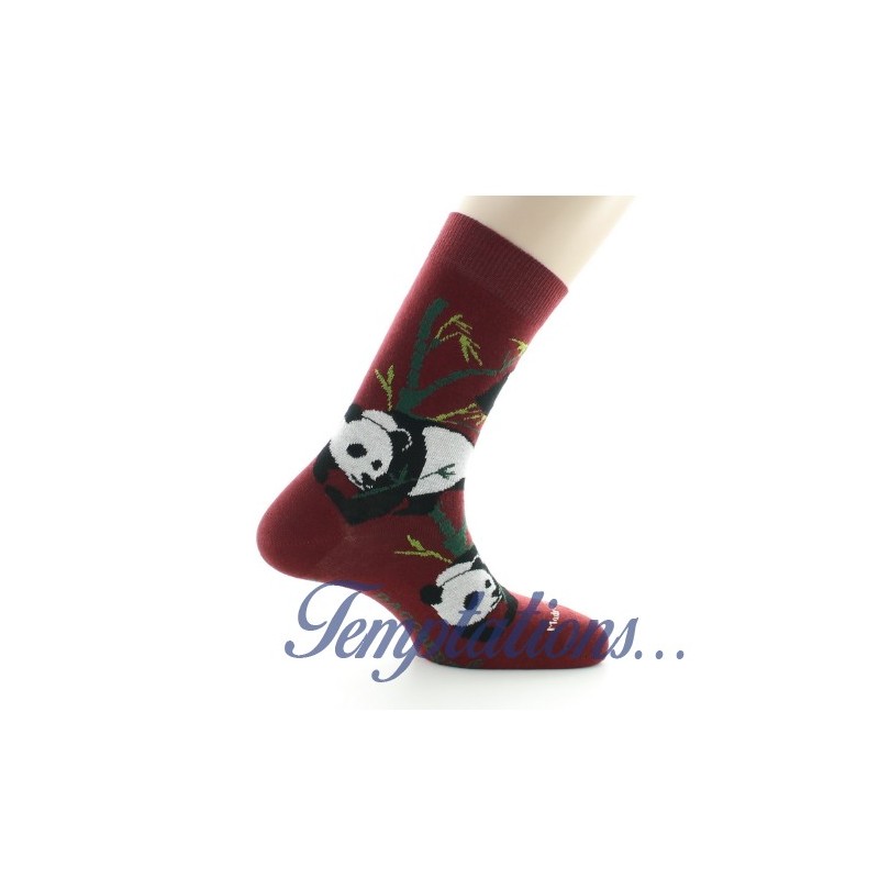 Chaussettes Panda bordeaux Dagobert à l’envers