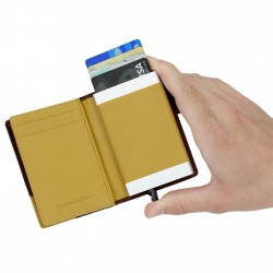 Porte-cartes vertical Arrow bicolor marron/ocre - Pepe Jeans