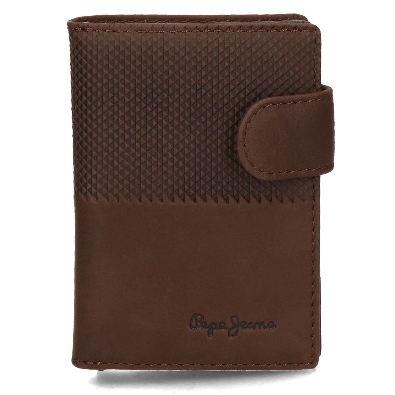 Porte-cartes marron vertical en cuir Half - Pepe Jeans