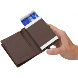 Porte-cartes marron vertical en cuir Half - Pepe Jeans