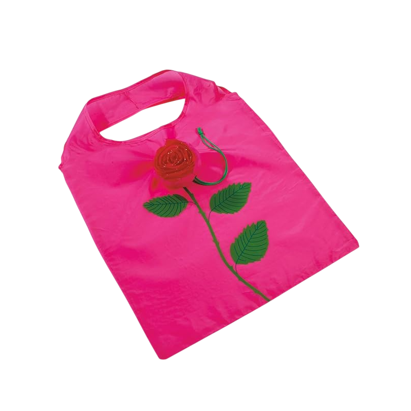 Sac à provisions Rose pliable en forme de rose.