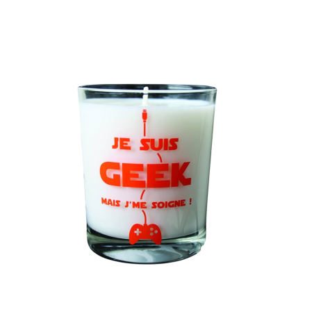 Bougie message « je suis geek mais j’me soigne» Cecilia Création