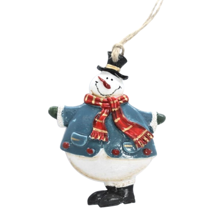 Suspension de noël en plâtre Bonhommes de neige debout