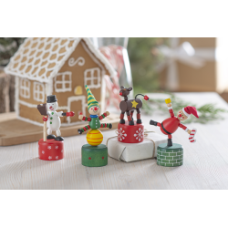 Figurine poussoir de Noël en bois