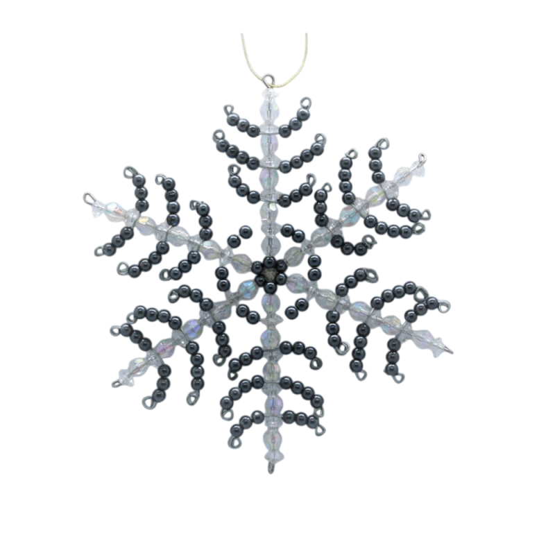Flocon de neige blanc et noir en perle - Décor de noël