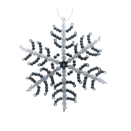Flocon de neige blanc et noir en perle - Décor de noël