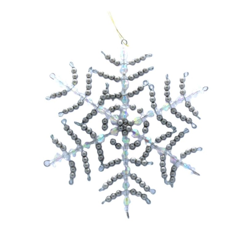 Flocon de neige en perle Blanche et grise - Décor de noël