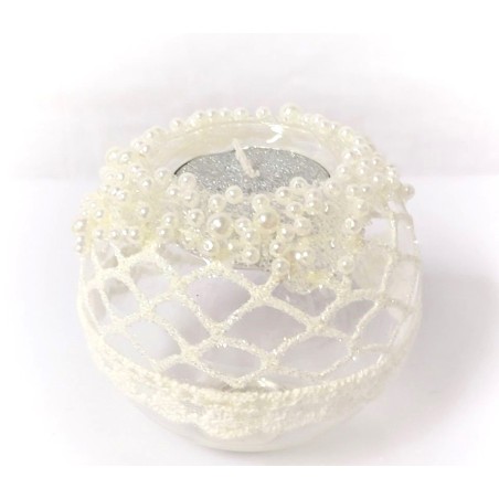 Porte lumignon en verre décoration perle et paillettes - Goodwill