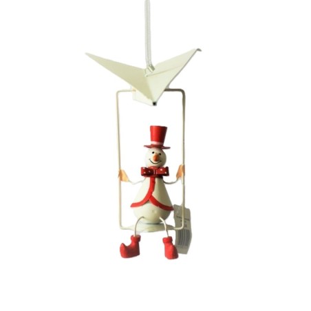 Décoration de noël à ressort Bonhomme de neige sur planeur