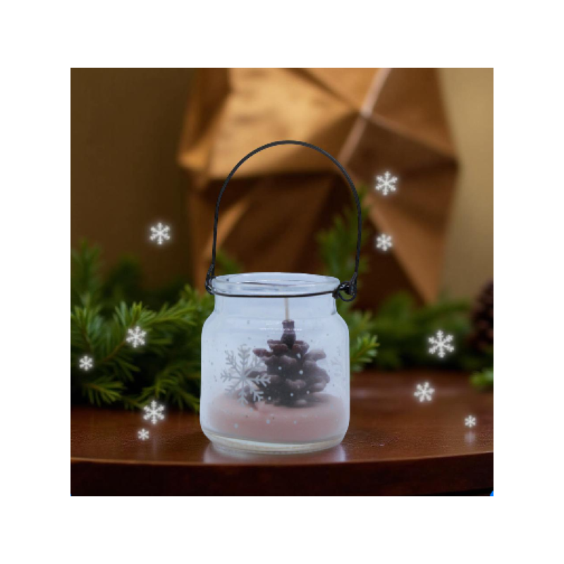 Mini lanterne avec bougie pomme de pin