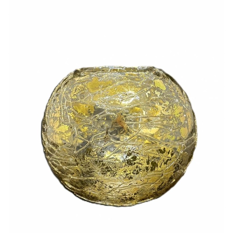 Porte lumignon Boule en verre dorée avec relief - Goodwill