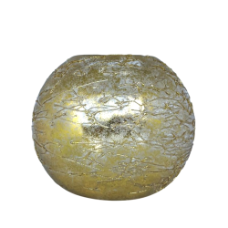 Porte lumignon Boule en verre dorée avec relief - Goodwill