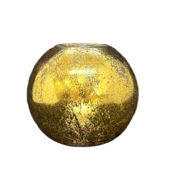 Porte lumignon Boule en verre dorée lisse - Goodwill