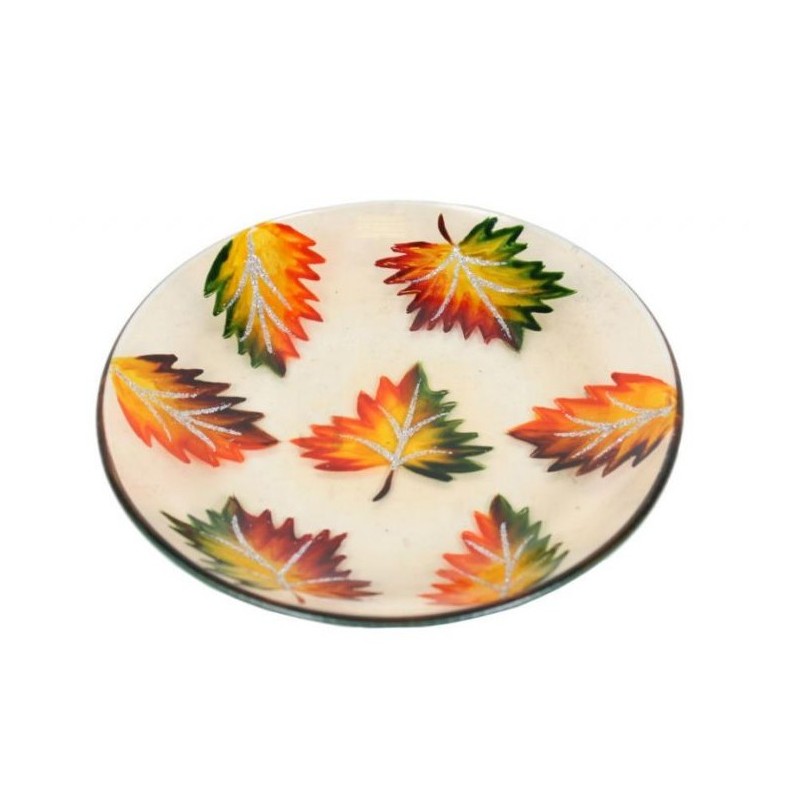 Soucoupe en verre – Support bougie feuilles d’automne - Village Candles