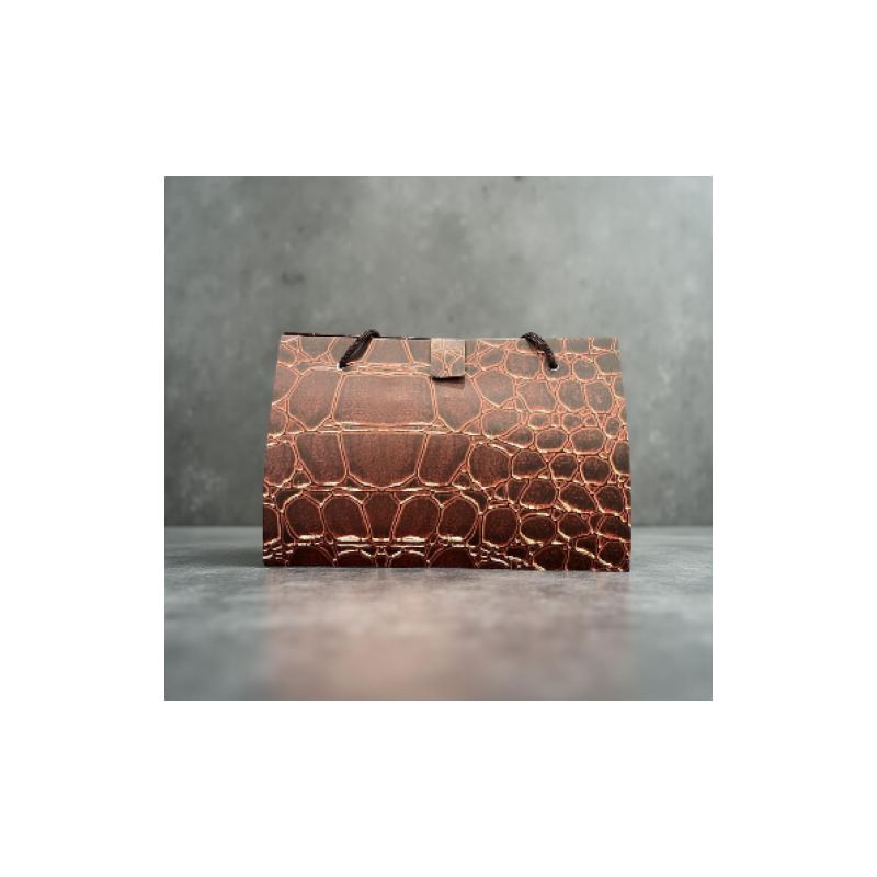 Sac cadeau origami imitation cuir crocodile – Rouille