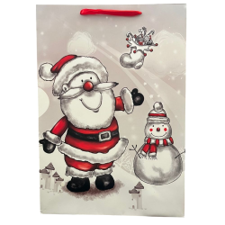 Sac cadeau Père Noël et Bonhomme de neige 32 x 26 x 10.5 cm
