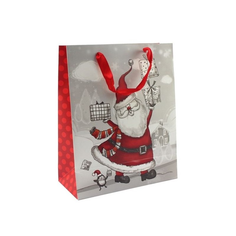 Sac cadeau Père Noël et cadeaux 32 x 26 x 10.5 cm