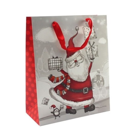 Sac cadeau Père Noël et cadeaux 32 x 26 x 10.5 cm