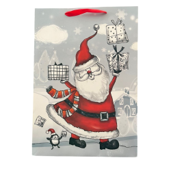 Sac cadeau Père Noël et cadeaux 32 x 26 x 10.5 cm