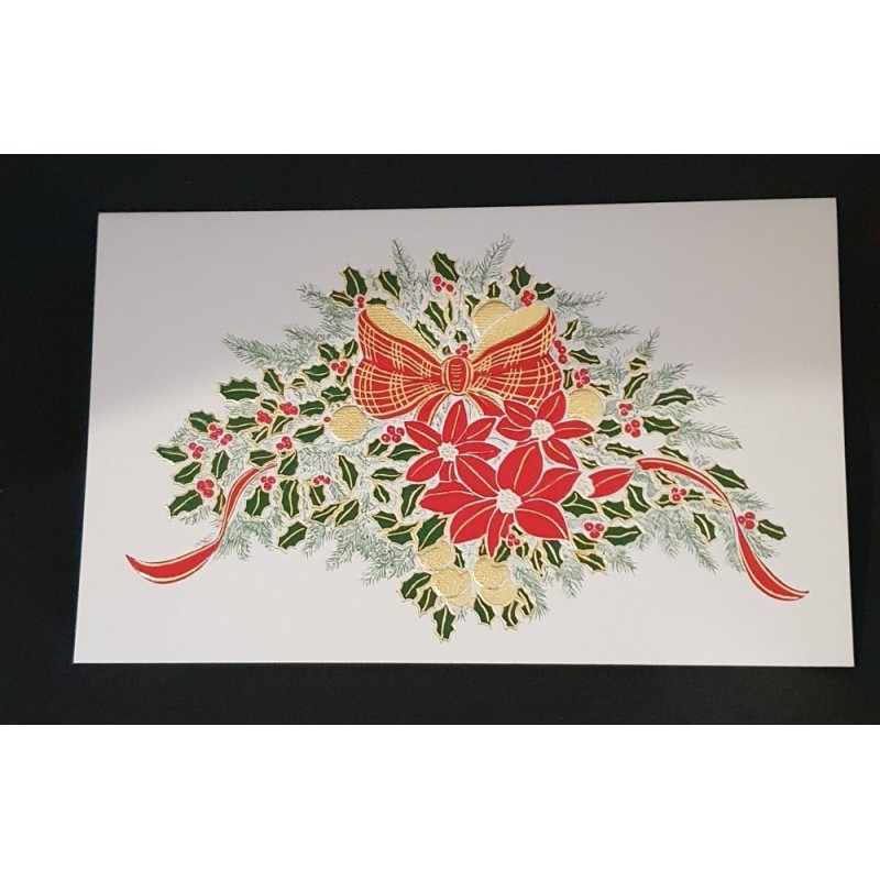 Carte double de noël "Couronne et Nœud Rouge" - Rossi