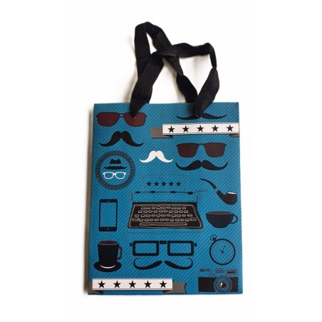Sac cadeau Pm « Moustaches et lunettes » 23 X 18 X 9,5 cm
