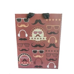Sac cadeau Pm « Moustaches et lunettes » 23 X 18 X 9,5 cm