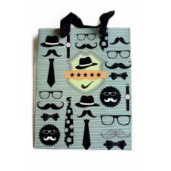 Sac cadeau Gm « Moustaches et lunettes » 44 X 31 X 12 cm