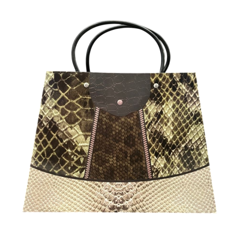 Sac Cadeau Design Effet Peau de Serpent vert