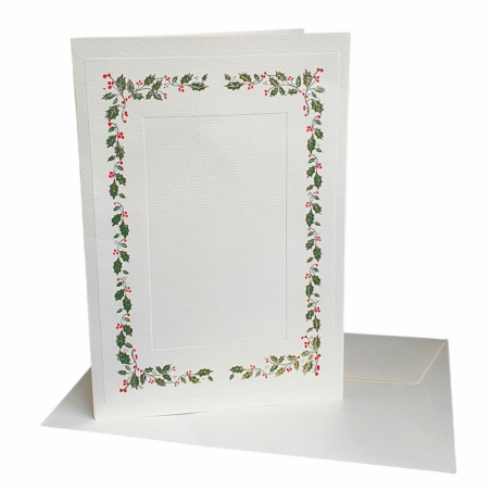 Carte de Noël "Feuilles de houx et baies rouges" - Rossi