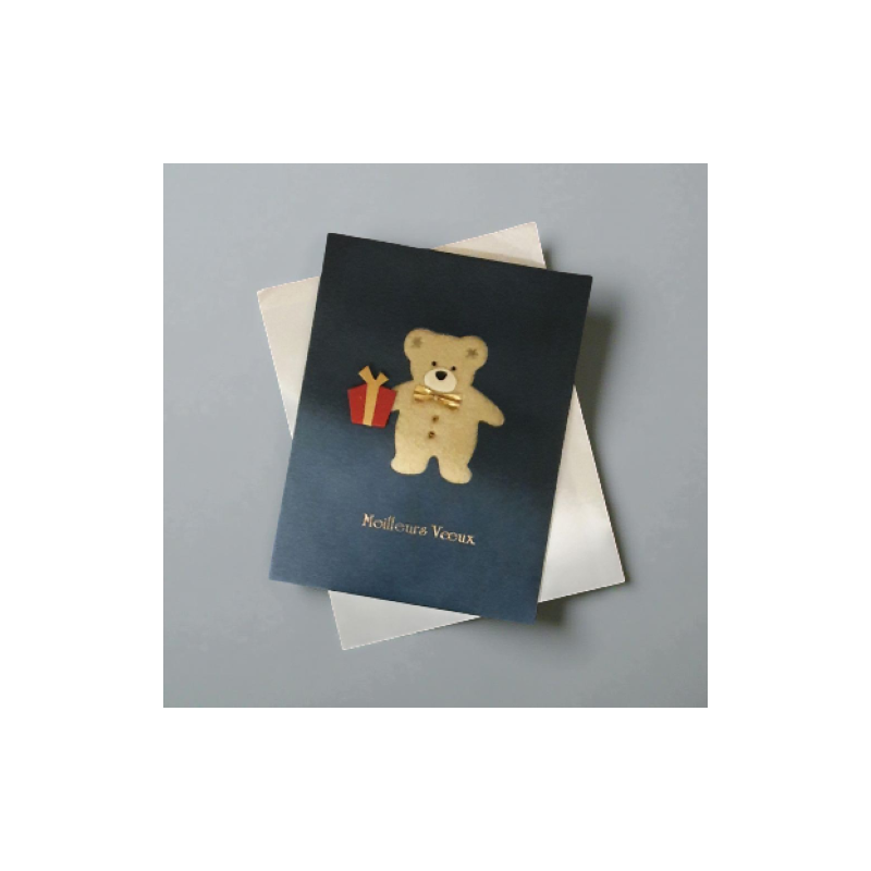 Carte de Noël avec Ourson Meilleur Vœux