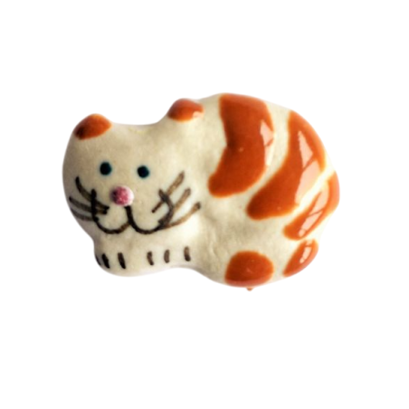 Miniature en céramique – Chat en boule à rayures rousses