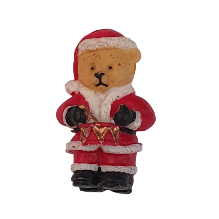 Bouton JHB - Ours Père Noël avec tambour