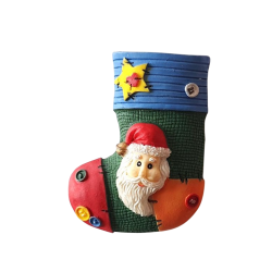 Bouton Botte de Noël verte...