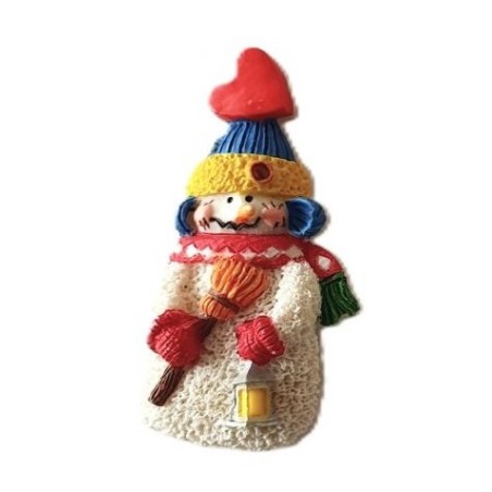 Bouton JHB - Bonhomme de neige avec balais