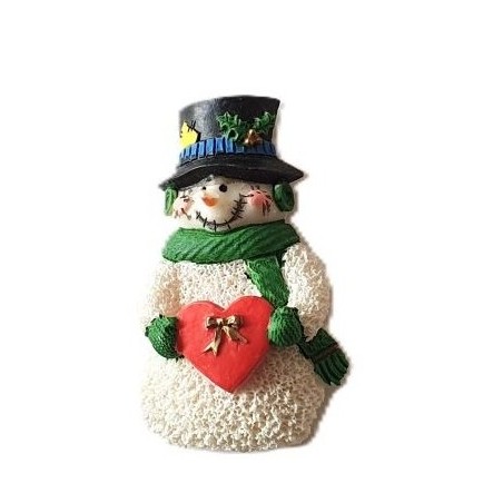 Bouton JHB - Bonhomme de neige avec coeur