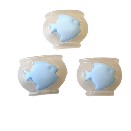 3 Boutons DMC "Poisson bleu dans un bocal"
