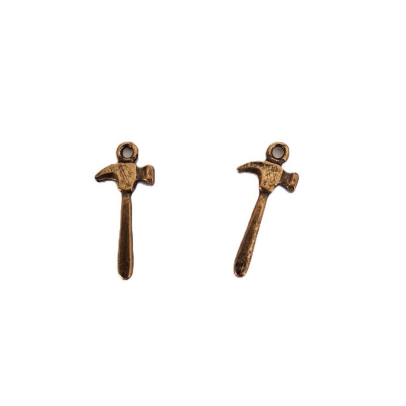 2 Boutons en métal JHB - "Marteaux" couleur or vieilli