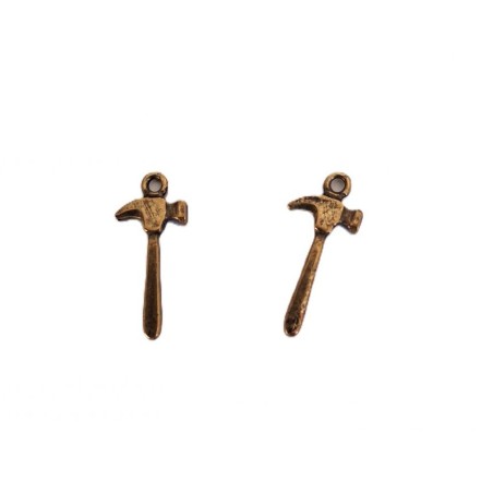 2 Boutons en métal JHB - "Marteaux" couleur or vieilli