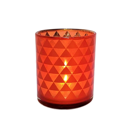 Photophore orange au motif géométrique