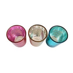 Lot de 3 photophores en verre à motif zig-zag – Village Candle