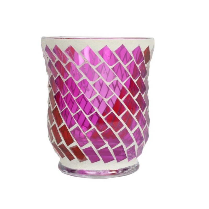 Photophore évasé Mosaïque Rouge et Violette  - Village Candle