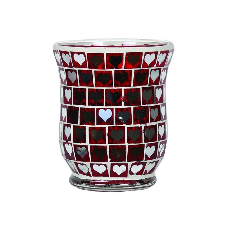Photophore évasé Cœur rouge miroir - Village Candle