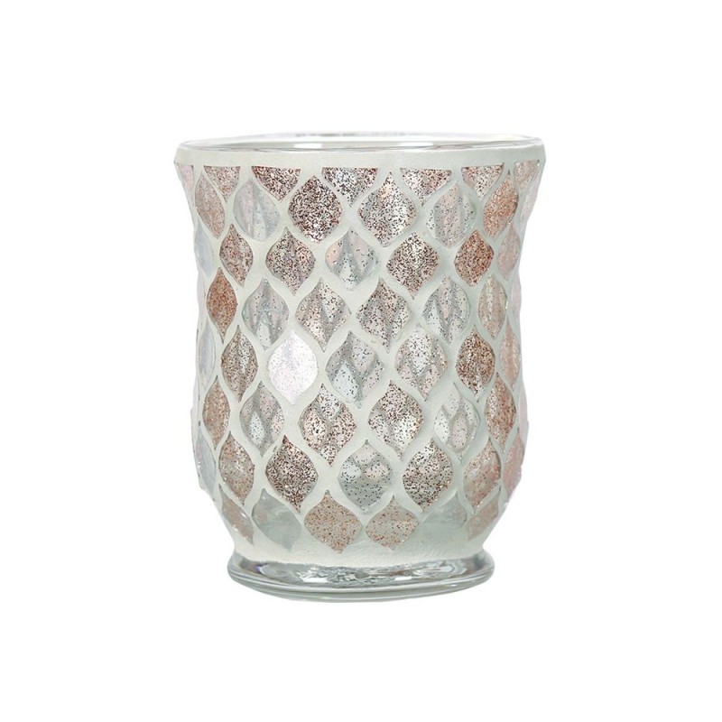 Photophore évasé mosaïque pailletée or et argent - Village Candle