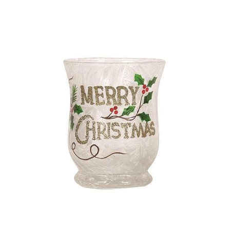Photophore de noel givré Merry Christmas - Village Candle