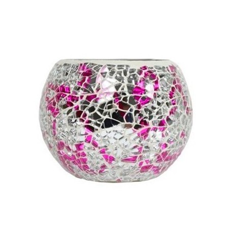 Photophore Globe Mosaïque Cerise et Argent – Village Candle