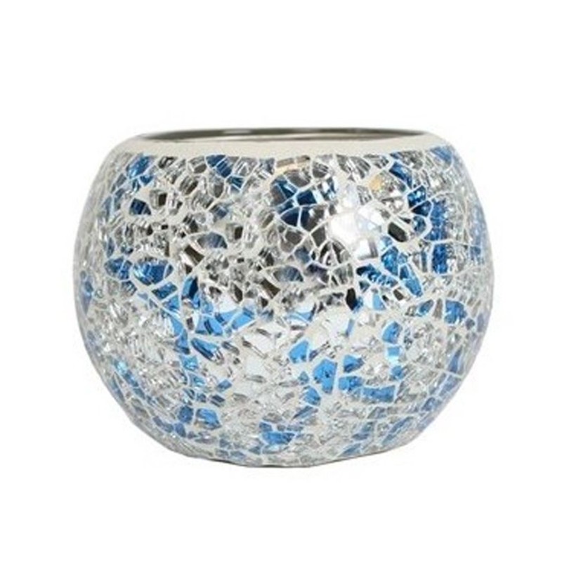 Photophore Globe Mosaïque Bleue et Argent – Village Candle