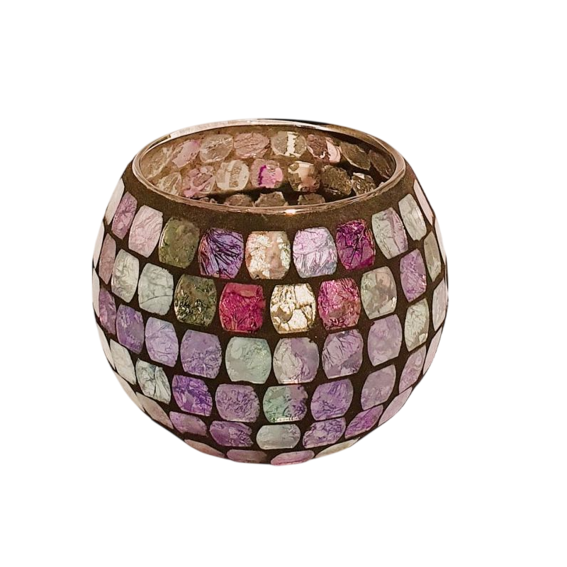 Photophore Globe Mosaïque Violette et verte – Village Candle